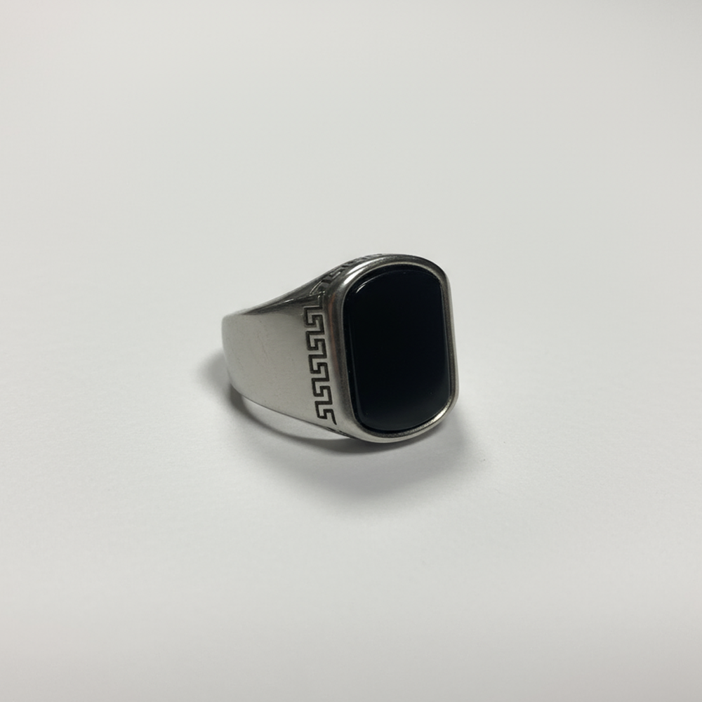 Crown Silver Men’s Ring with Black Onyx