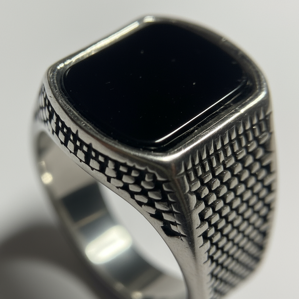 Eclipse Silver Men’s Ring with Black Stone