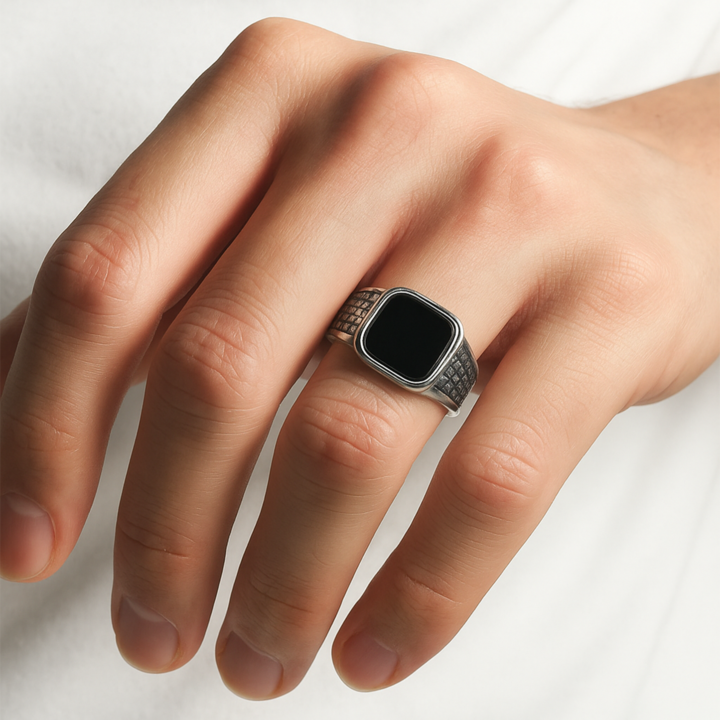 Dominion Black Onyx Men’s Ring in Gold Color